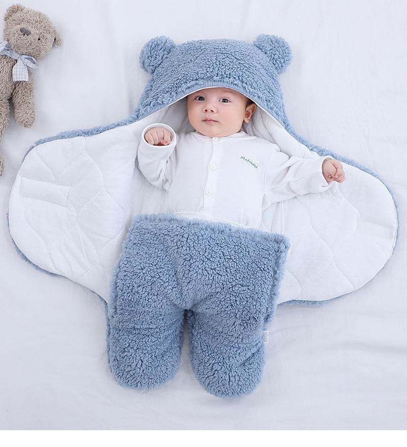 Baby Sleeping Bag Ultra-Soft Fluffy Fleece Newborn Cocoon Blanket Infant Boys Girls Clothes Sleeping Nursery Wrap Swaddle 3 6 M - Paradis Du Jardin