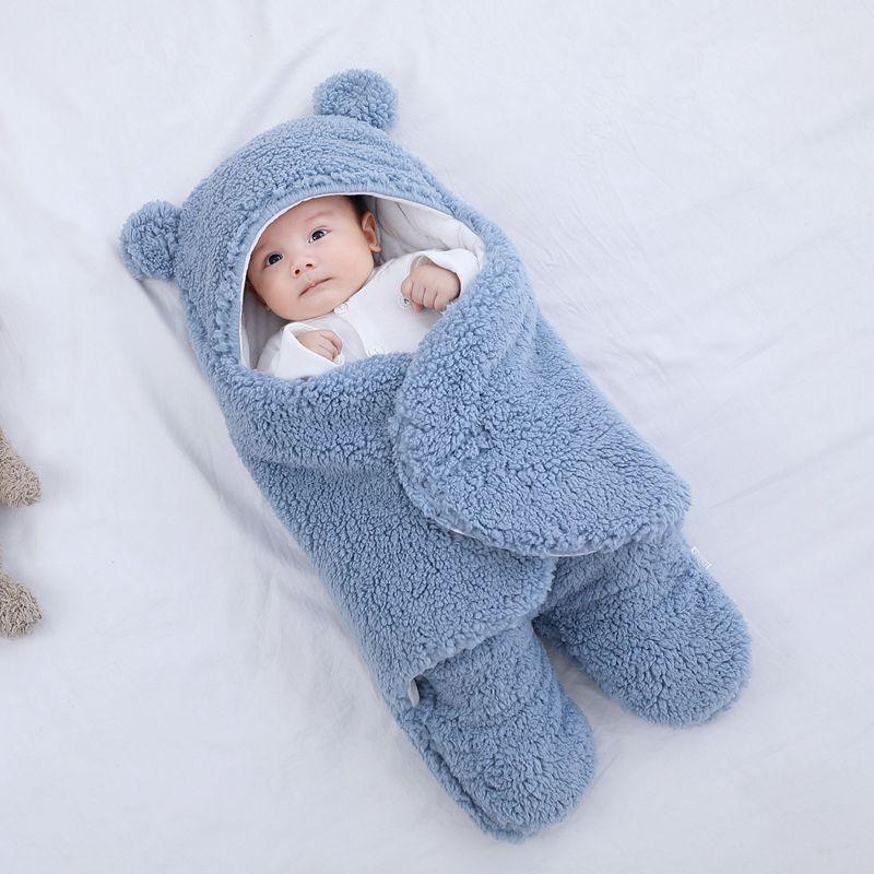 Baby Sleeping Bag Ultra-Soft Fluffy Fleece Newborn Cocoon Blanket Infant Boys Girls Clothes Sleeping Nursery Wrap Swaddle 3 6 M - Paradis Du Jardin