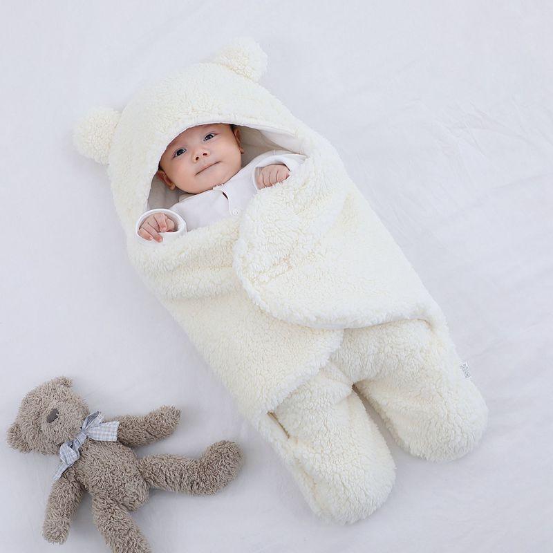 Baby Sleeping Bag Ultra-Soft Fluffy Fleece Newborn Cocoon Blanket Infant Boys Girls Clothes Sleeping Nursery Wrap Swaddle 3 6 M - Paradis Du Jardin