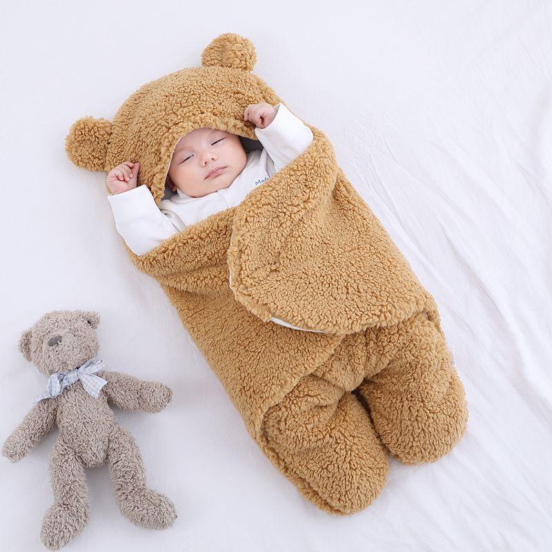 Baby Sleeping Bag Ultra-Soft Fluffy Fleece Newborn Cocoon Blanket Infant Boys Girls Clothes Sleeping Nursery Wrap Swaddle 3 6 M - Paradis Du Jardin